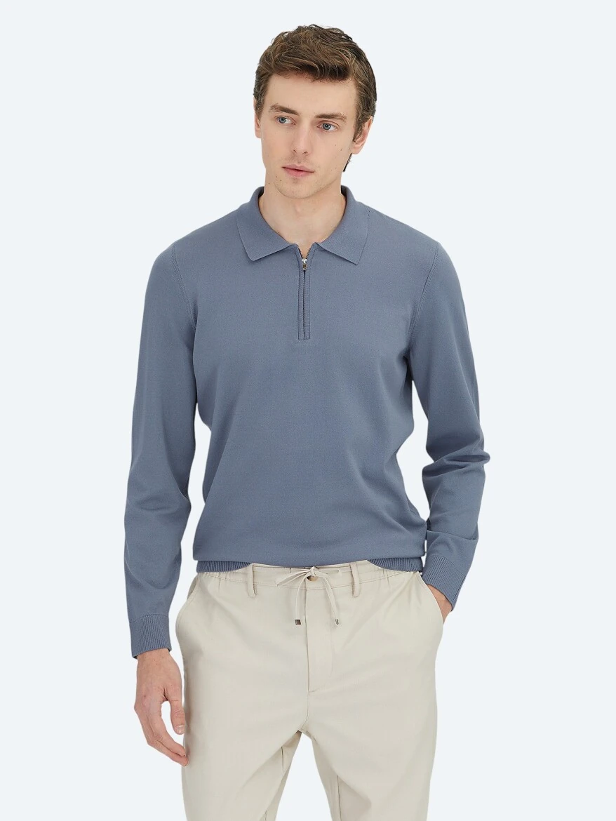 Light Blue Knitwear Sweatshirt - KİP