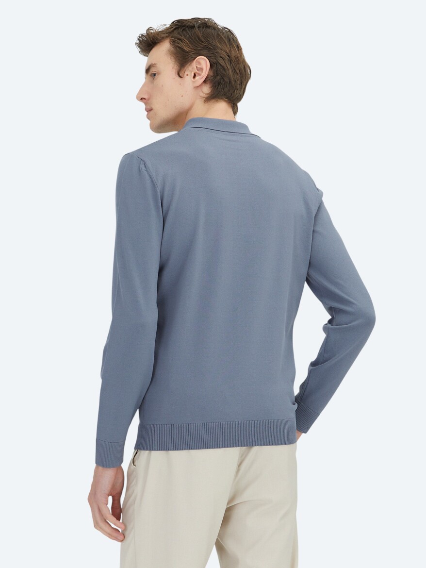 Light Blue Knitwear Sweatshirt - 5