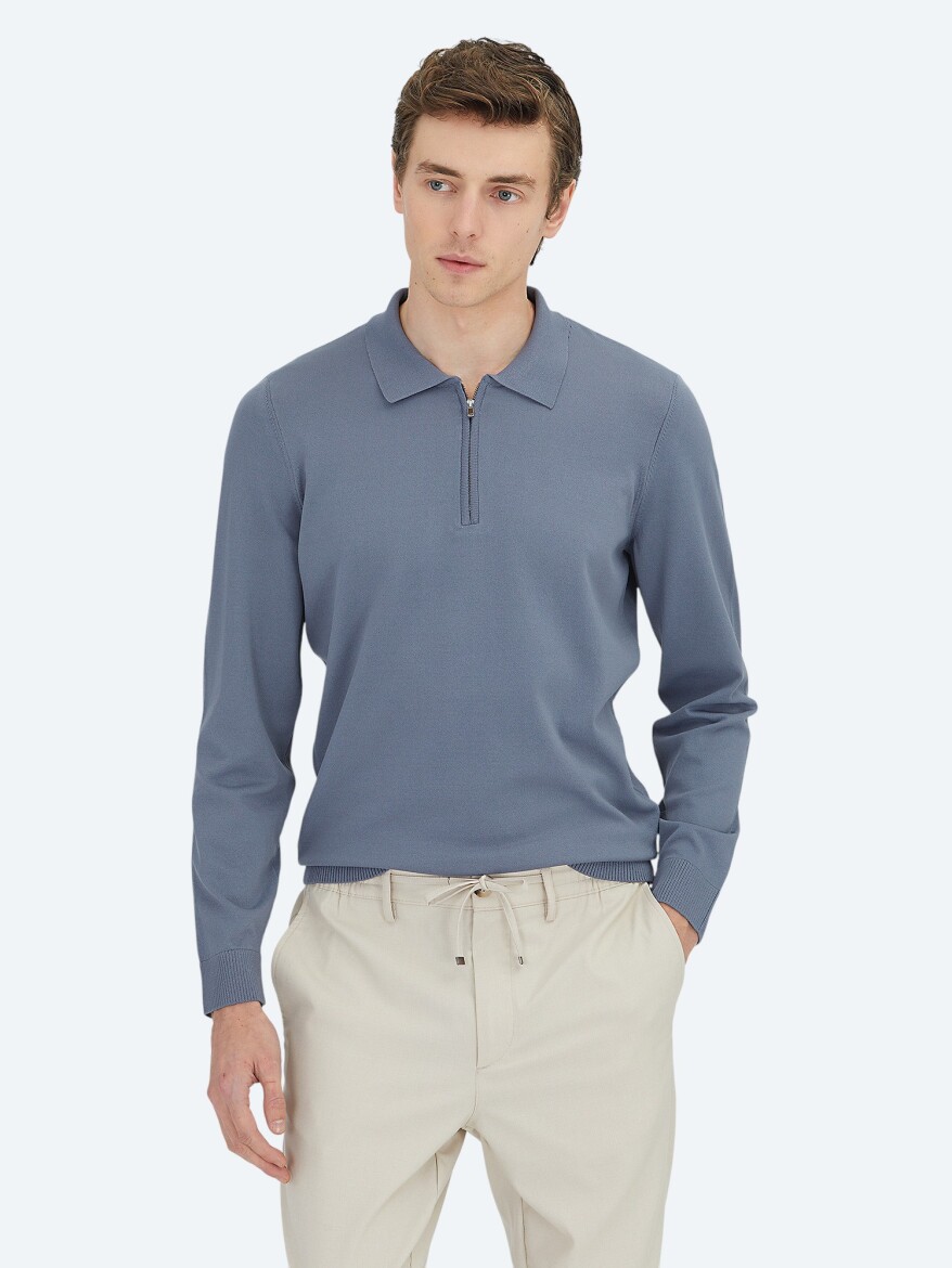 Light Blue Knitwear Sweatshirt - KİP