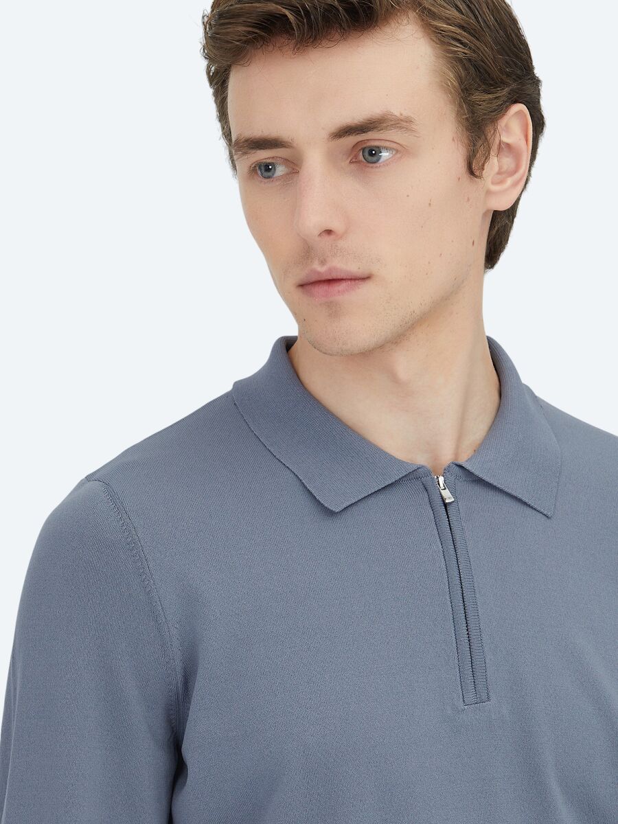 Light Blue Knitwear Sweatshirt - 3