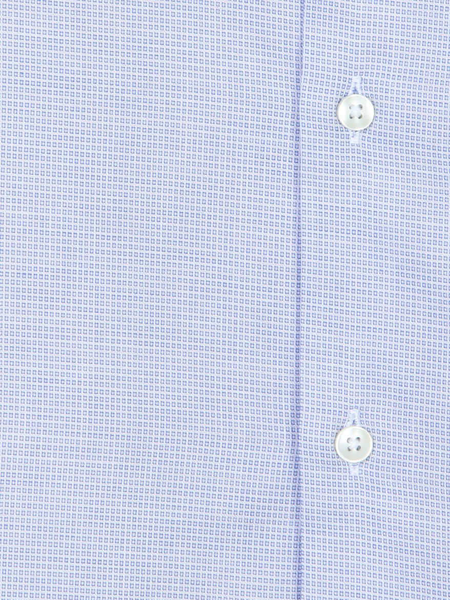 Light Blue Micro Regular Fit Long Weaving Casual 100% Cotton Shirt - 9