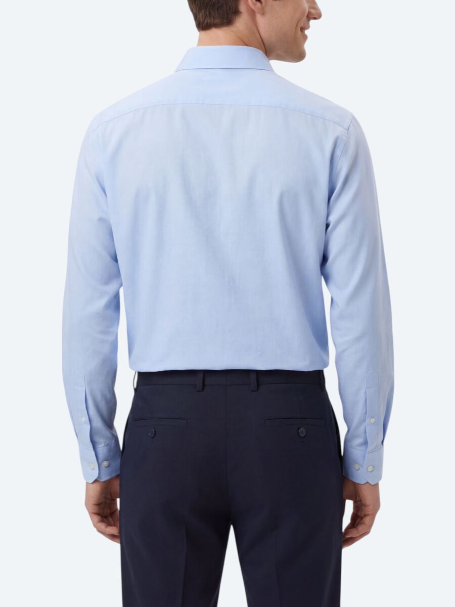 Light Blue Plain Oversize Fit Long Weaving Casual Shirt - 5