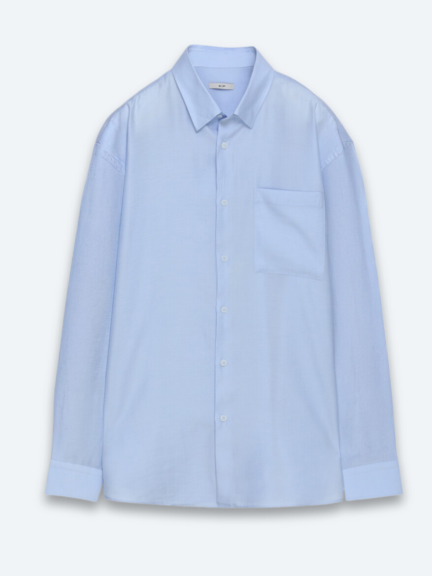 Light Blue Plain Oversize Fit Long Weaving Casual Shirt - 6