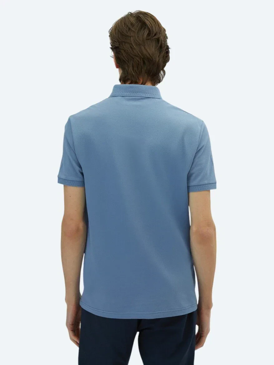 Light Blue Plain Polo Neck 100% Cotton T-Shirt 