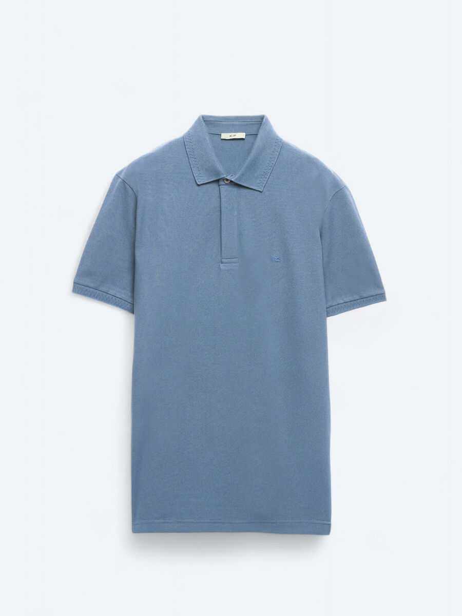 Light Blue Plain Polo Neck 100% Cotton T-Shirt - 5