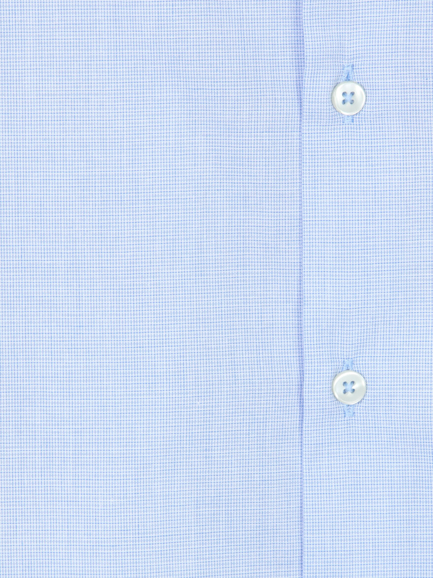 Light Blue Plain Regular Fit Long Weaving Casual Cotton Blended Shirt - 9