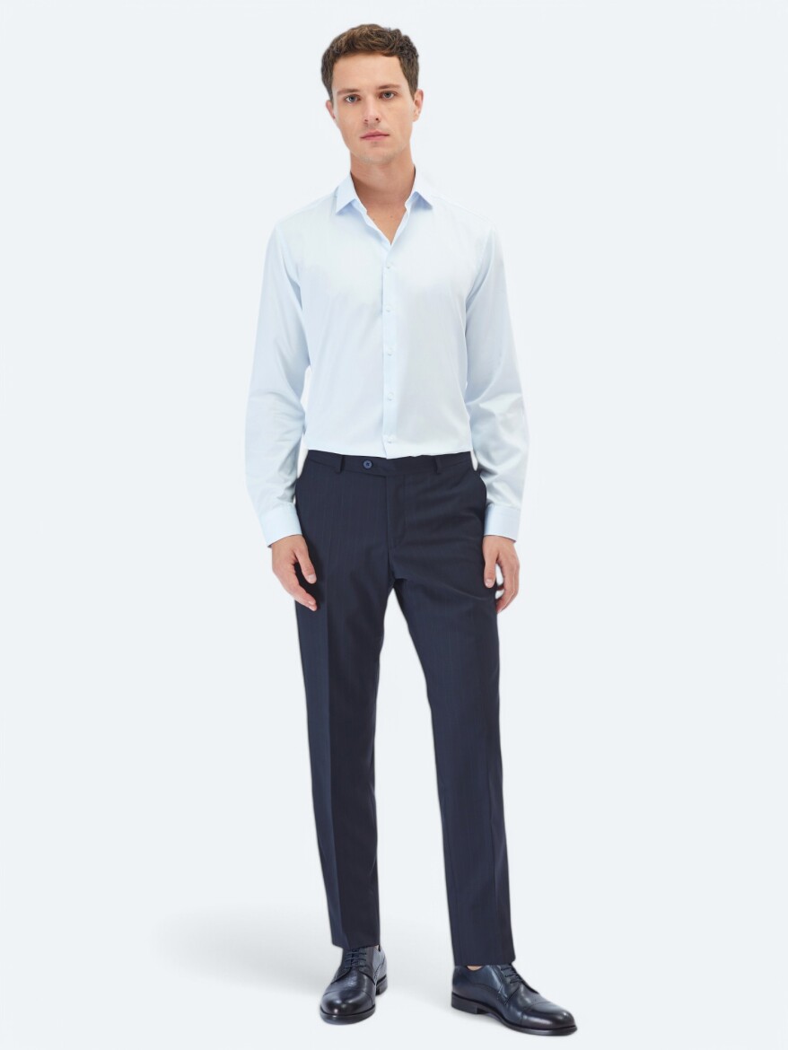 Light Blue Plain Regular Fit Weaving Classical 100% Cotton Shirt 