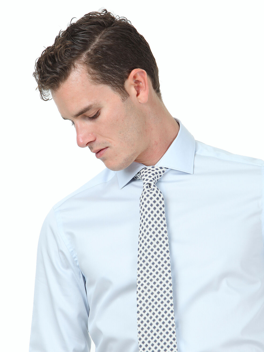 Light Blue Plain Regular Fit Weaving Classical 100% Cotton Shirt - 2