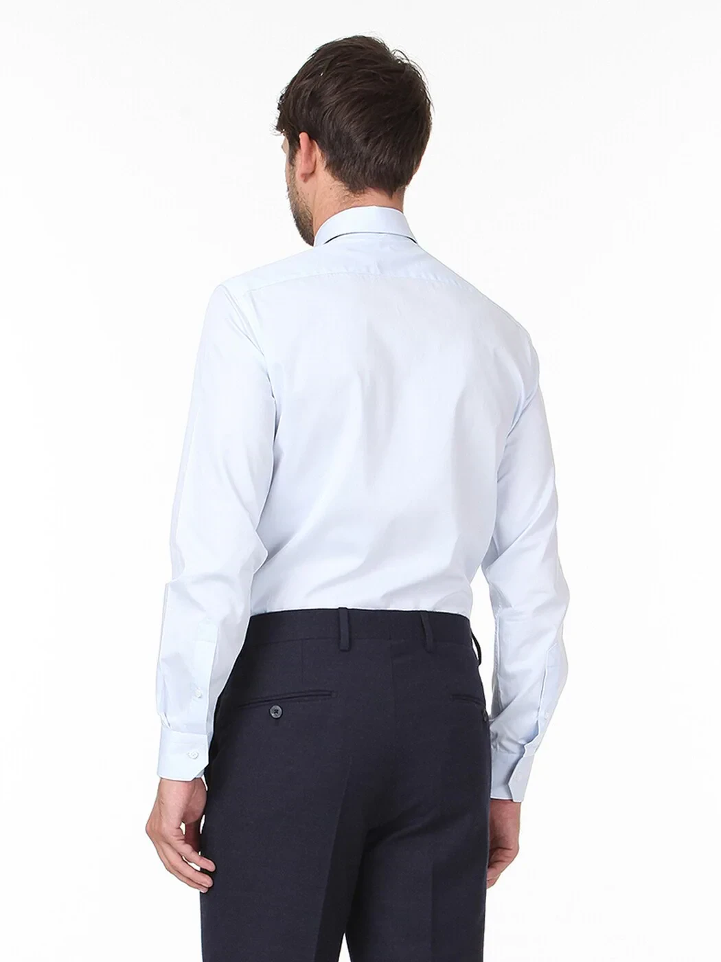 Light Blue Plain Regular Fit Weaving Classical 100% Cotton Shirt 