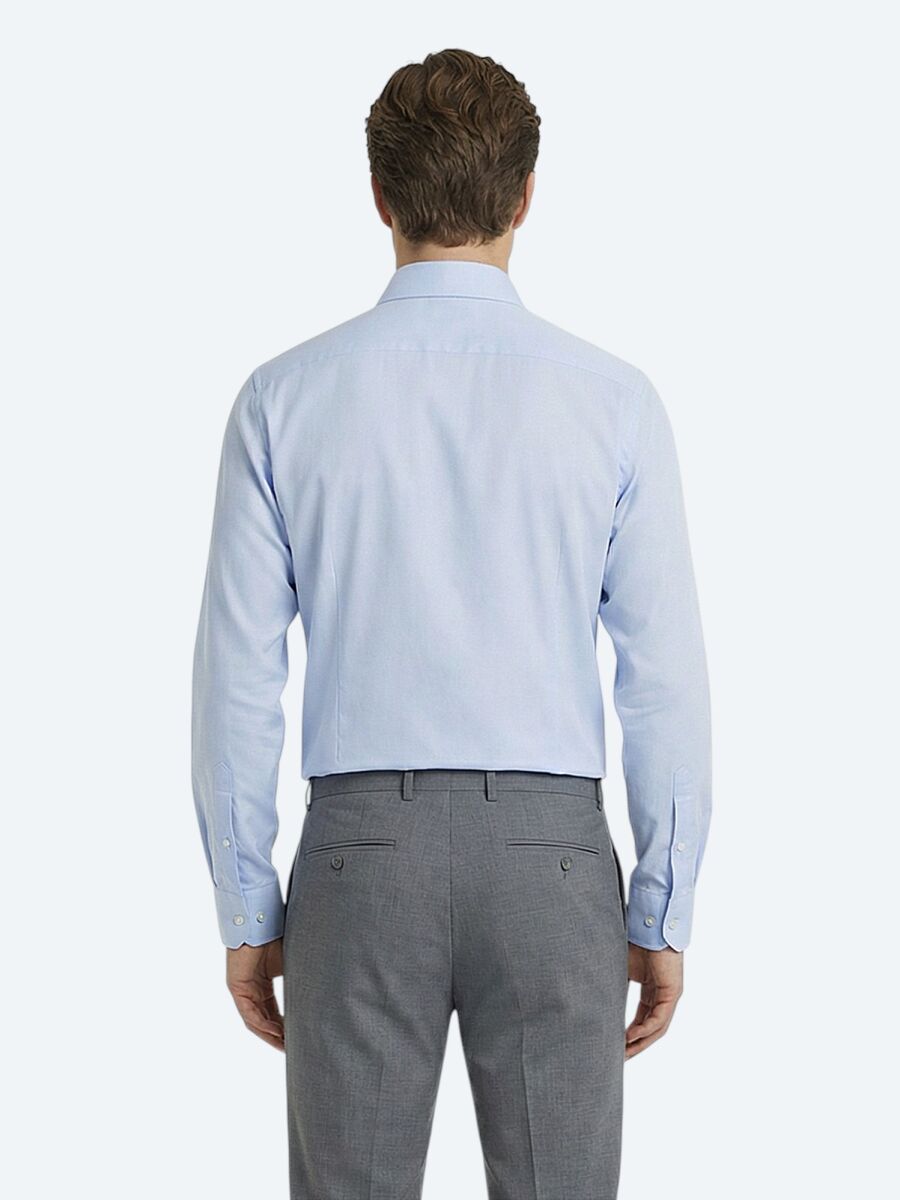 Light Blue Plain Regular Fit Weaving Classical Cotton Blended Shirt - 4