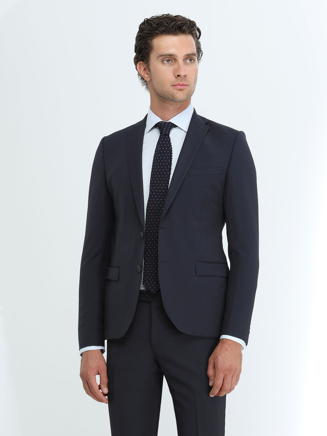 Light Blue Plain Regular Fit Weaving Classical Cotton Blended Shirt - 3