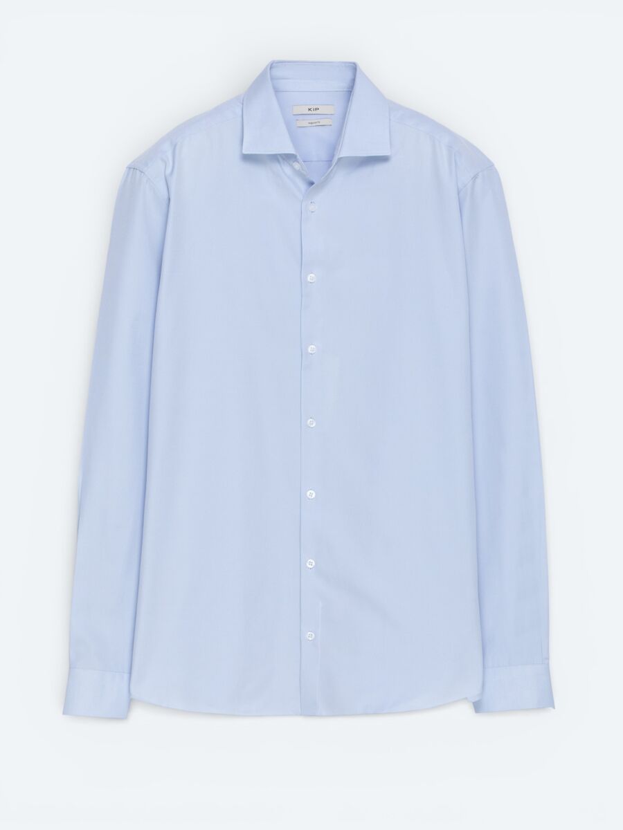 Light Blue Plain Regular Fit Weaving Classical Cotton Blended Shirt - 5