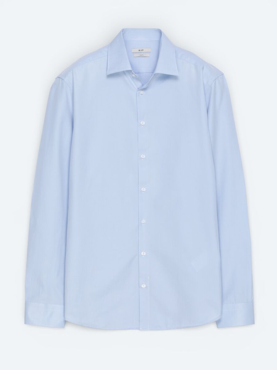 Light Blue Plain Slim Fit Weaving Classical Cotton Blended Shirt - 6