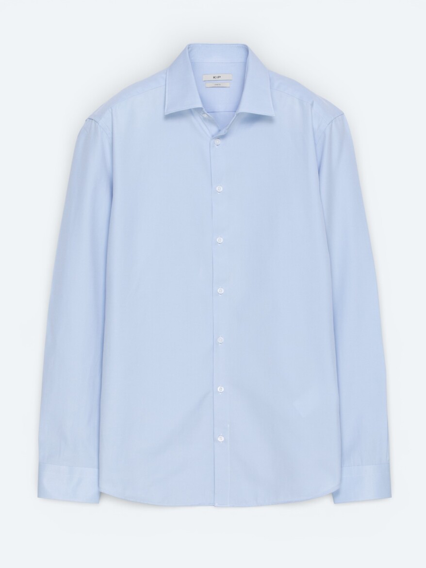Light Blue Plain Slim Fit Weaving Classical Cotton Blended Shirt - 6