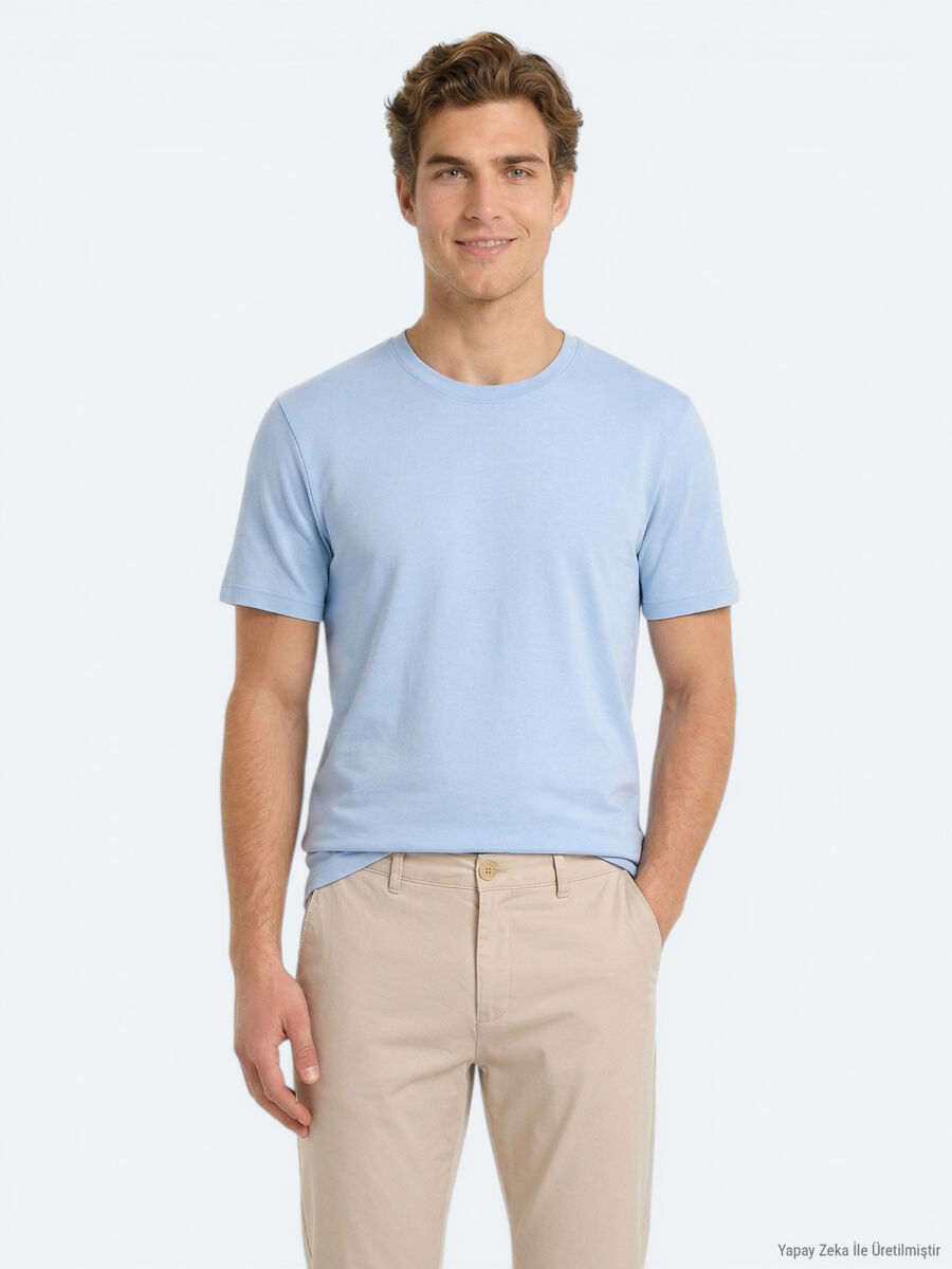 Light Blue Plain T-Shirt - 1