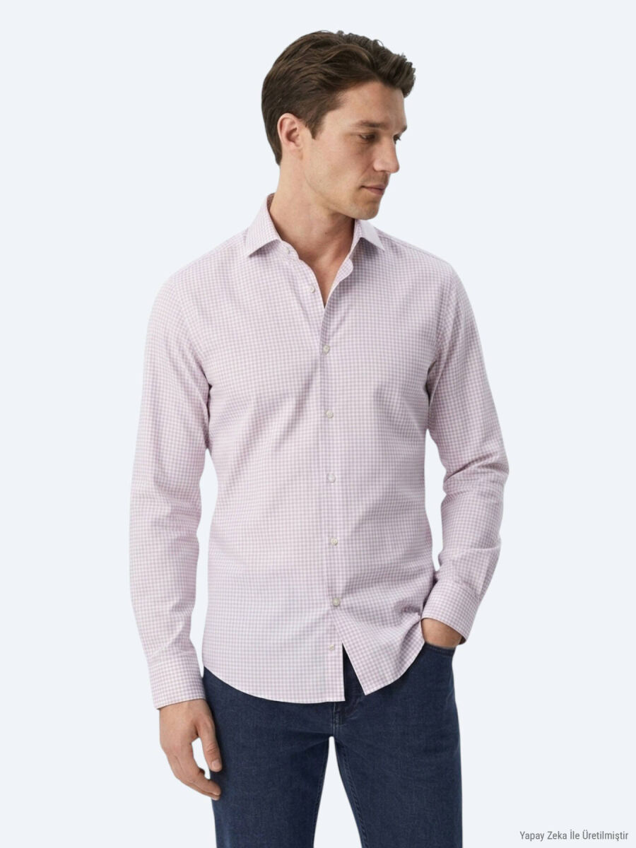 Light Blue Regular Fit Long Knitting Casual Shirt - 1