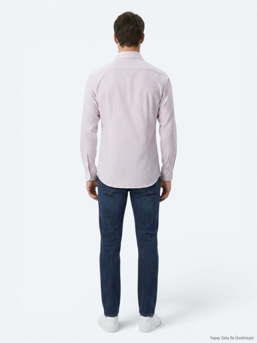Light Blue Regular Fit Long Knitting Casual Shirt - 5