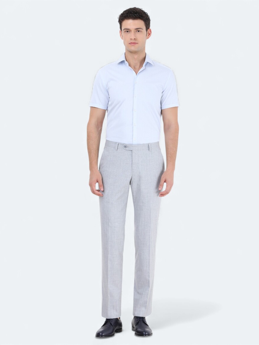 Light Blue Regular Fit Weaving Classical Cotton Blended Shirt - 2