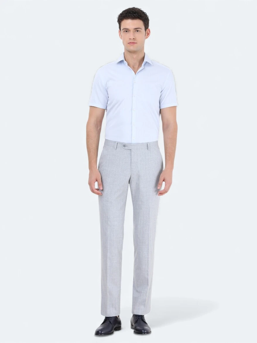 Light Blue Regular Fit Weaving Classical Cotton Blended Shirt - 2