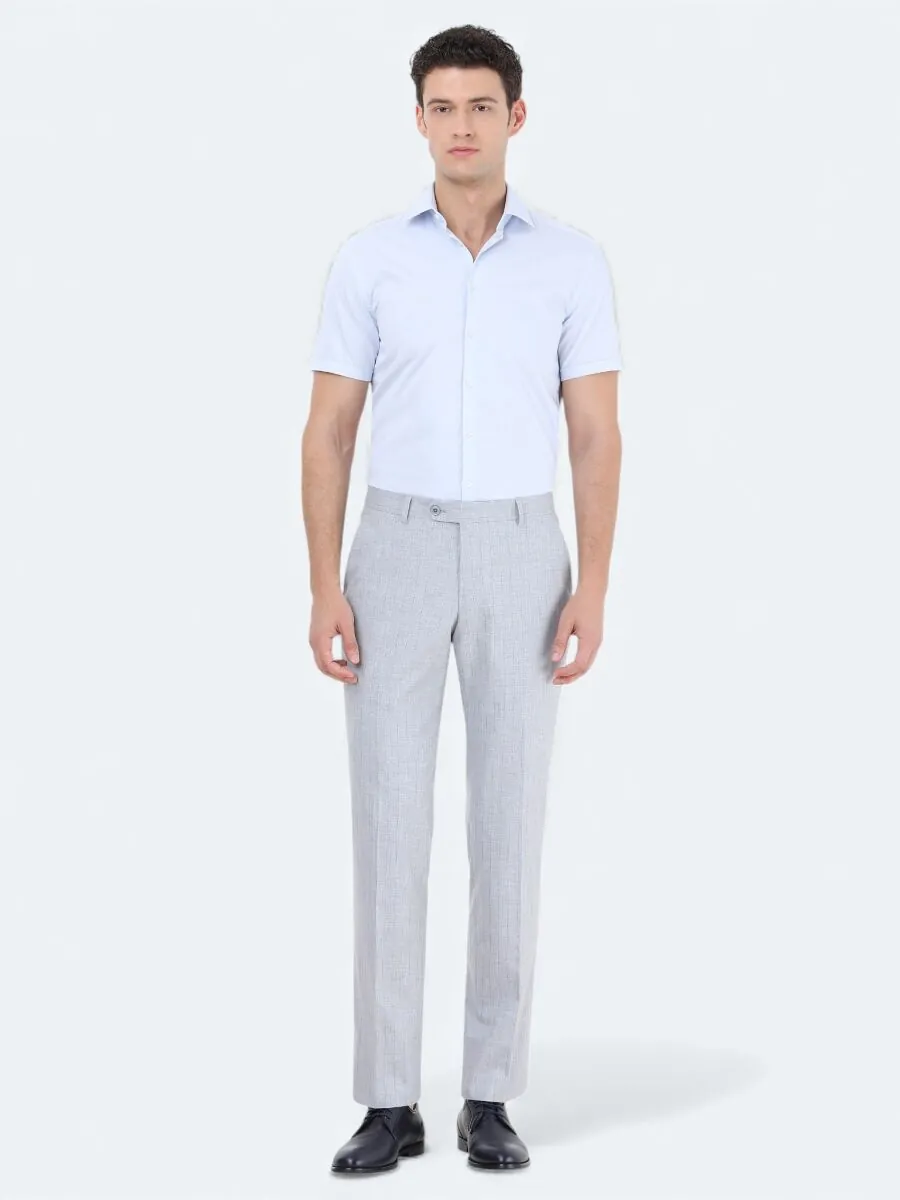 Light Blue Regular Fit Weaving Classical Cotton Blended Shirt - 2