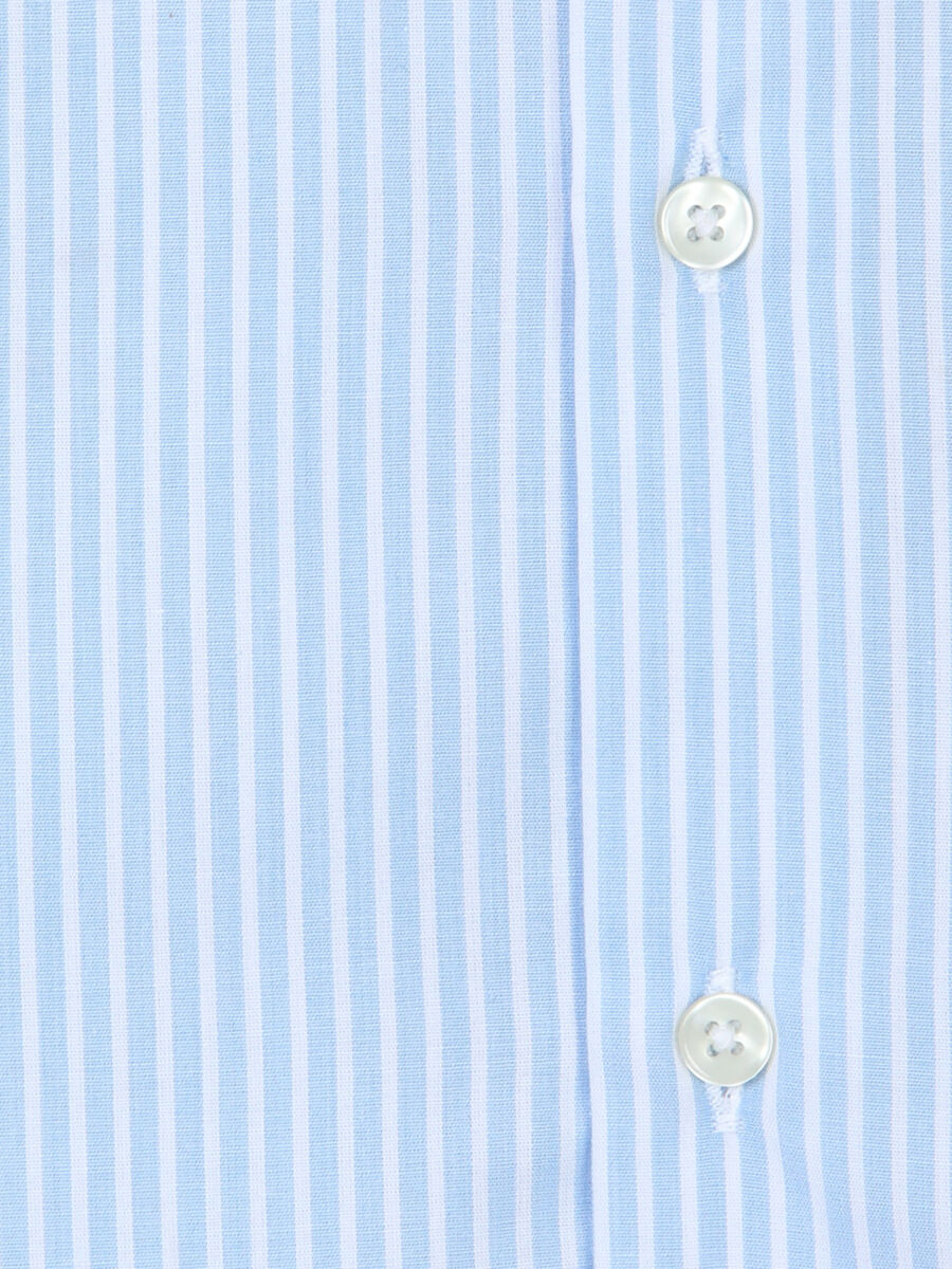 Light Blue Striped Regular Fit Long Weaving Casual Cotton Blended Shirt - 10