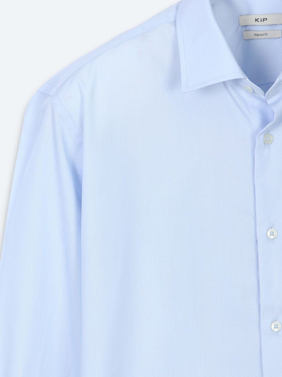 Light Blue Striped Regular Fit Long Weaving Casual Cotton Blended Shirt - 7