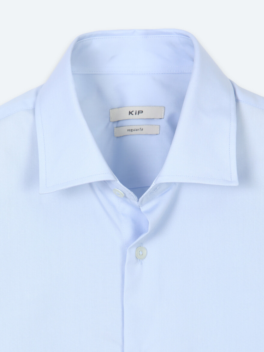 Light Blue Striped Regular Fit Long Weaving Casual Cotton Blended Shirt - 8