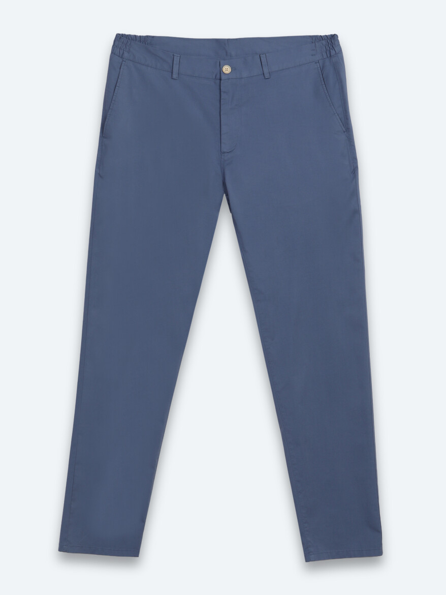 Light Blue Weaving Jogging Fit Casual Cotton Blended Trousers - 6