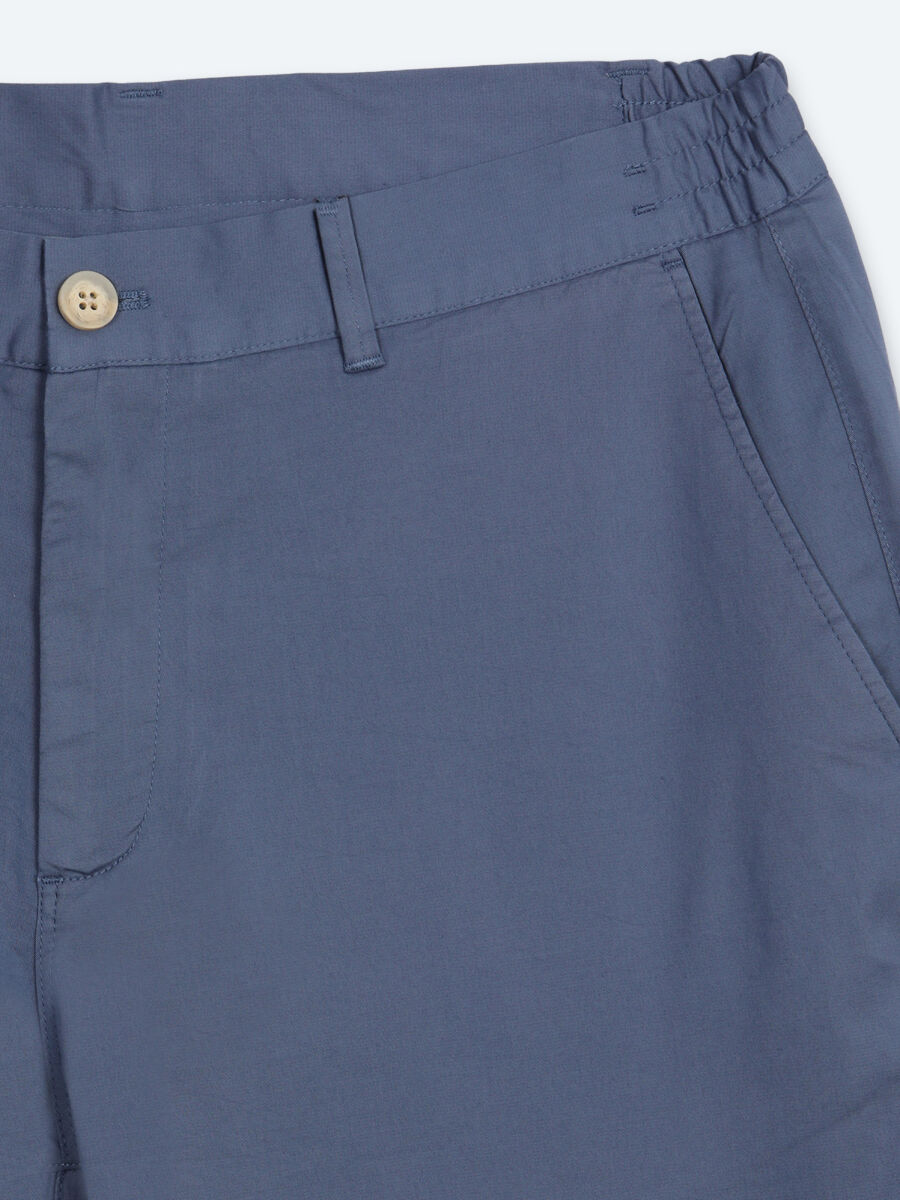 Light Blue Weaving Jogging Fit Casual Cotton Blended Trousers - 7