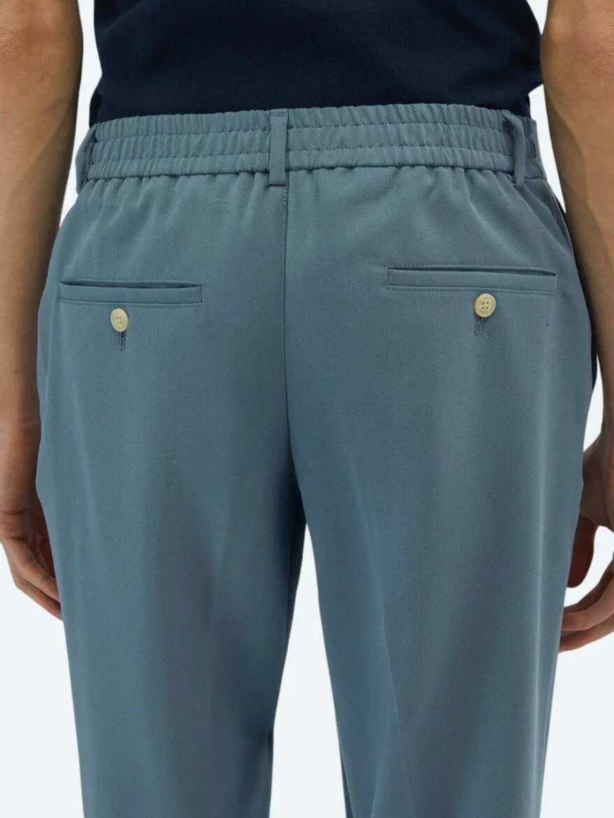 Light Blue Weaving Jogging Fit Casual Trousers 