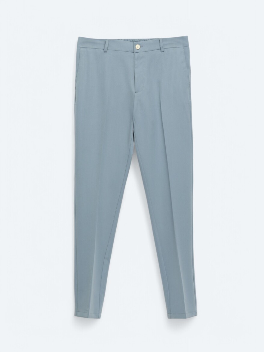 Light Blue Weaving Jogging Fit Casual Trousers - 6