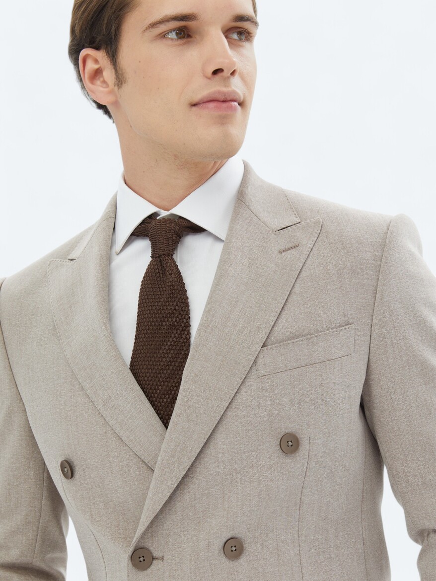 Light Brown Micro Modern Fit Recycled Suit - 3