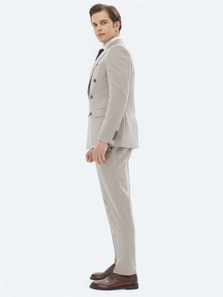 Light Brown Micro Modern Fit Recycled Suit - 4