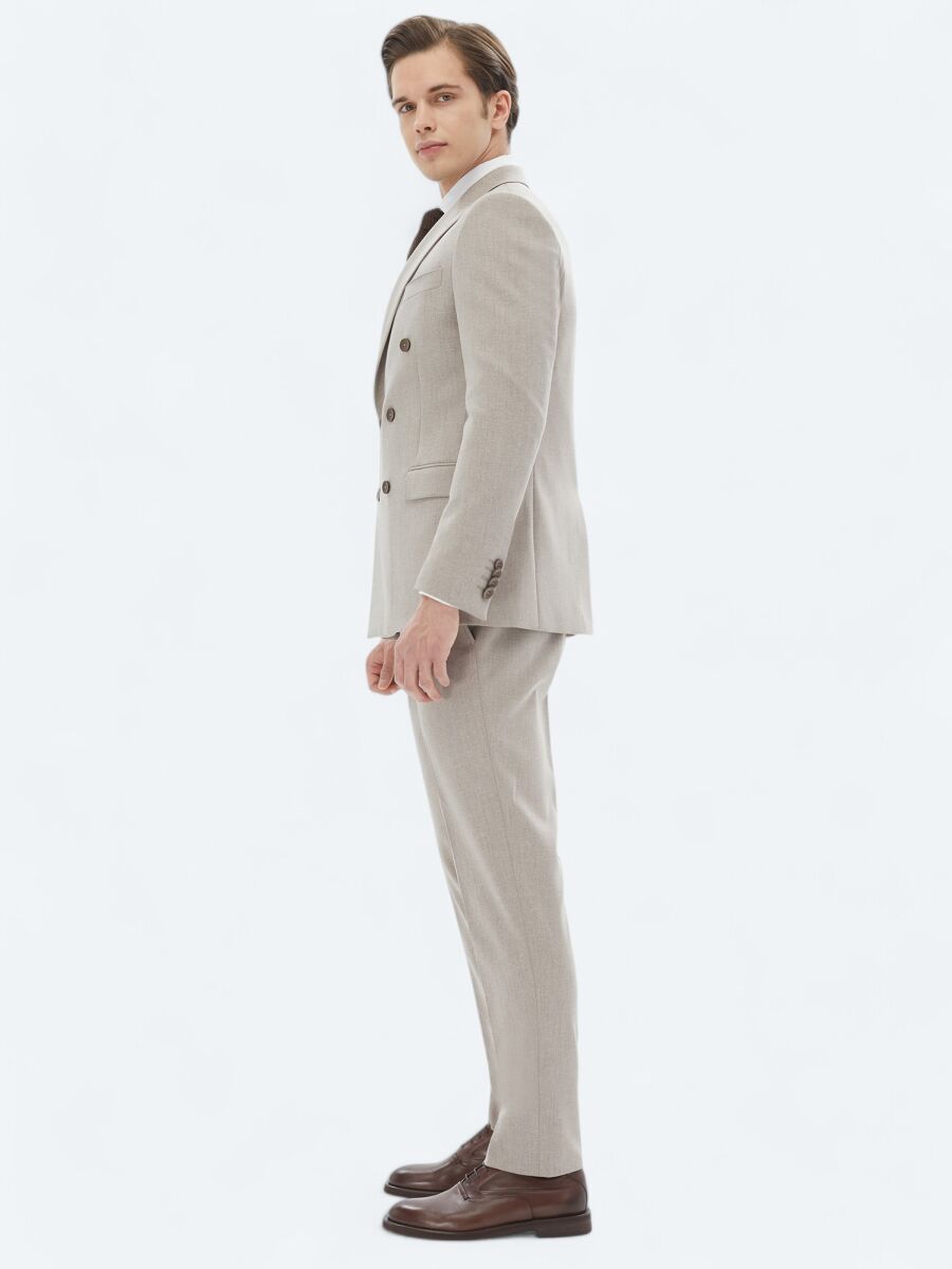 Light Brown Micro Modern Fit Recycled Suit - 4