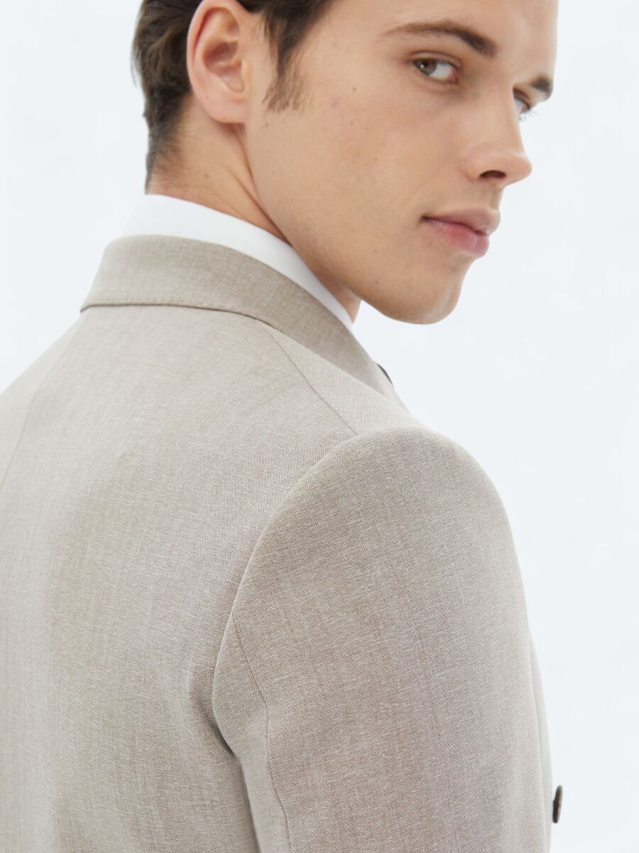 Light Brown Micro Modern Fit Recycled Suit - 5