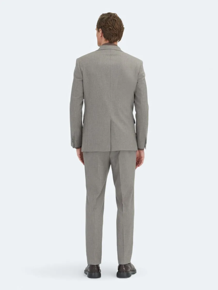 Light Brown Micro Modern Fit Suit - 4