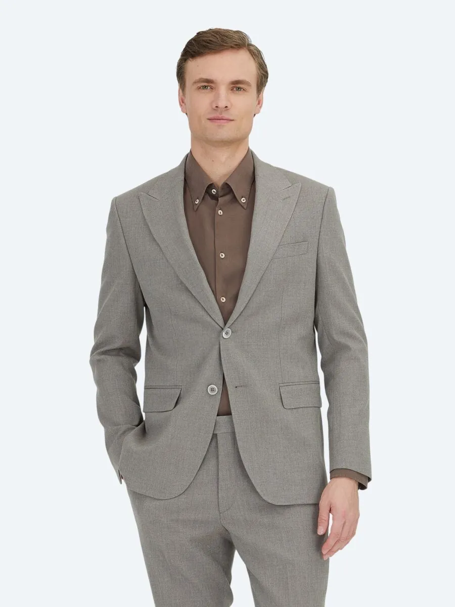 Light Brown Micro Modern Fit Suit - 2