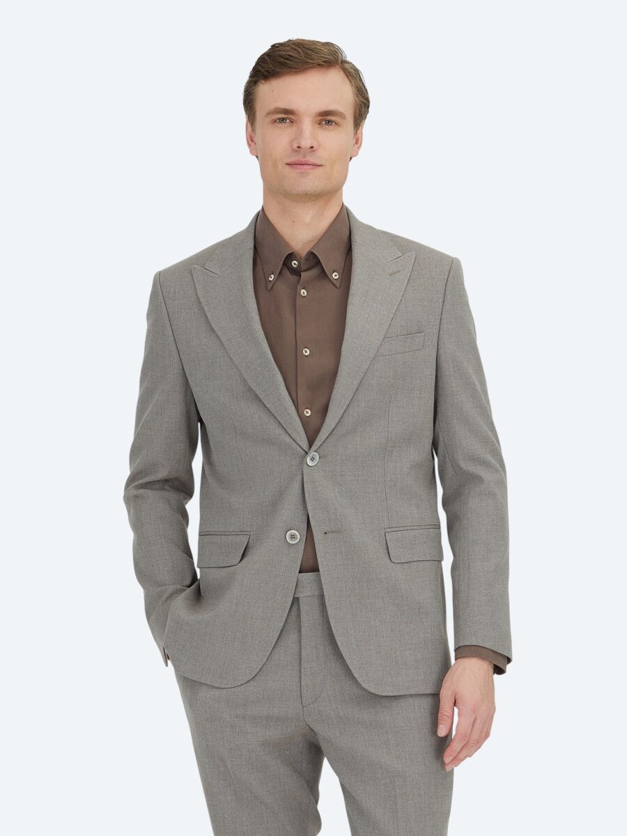 Light Brown Micro Modern Fit Suit - 2