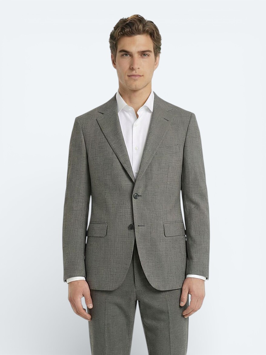 Light Brown Modern Fit Wool Blended Suit - KİP