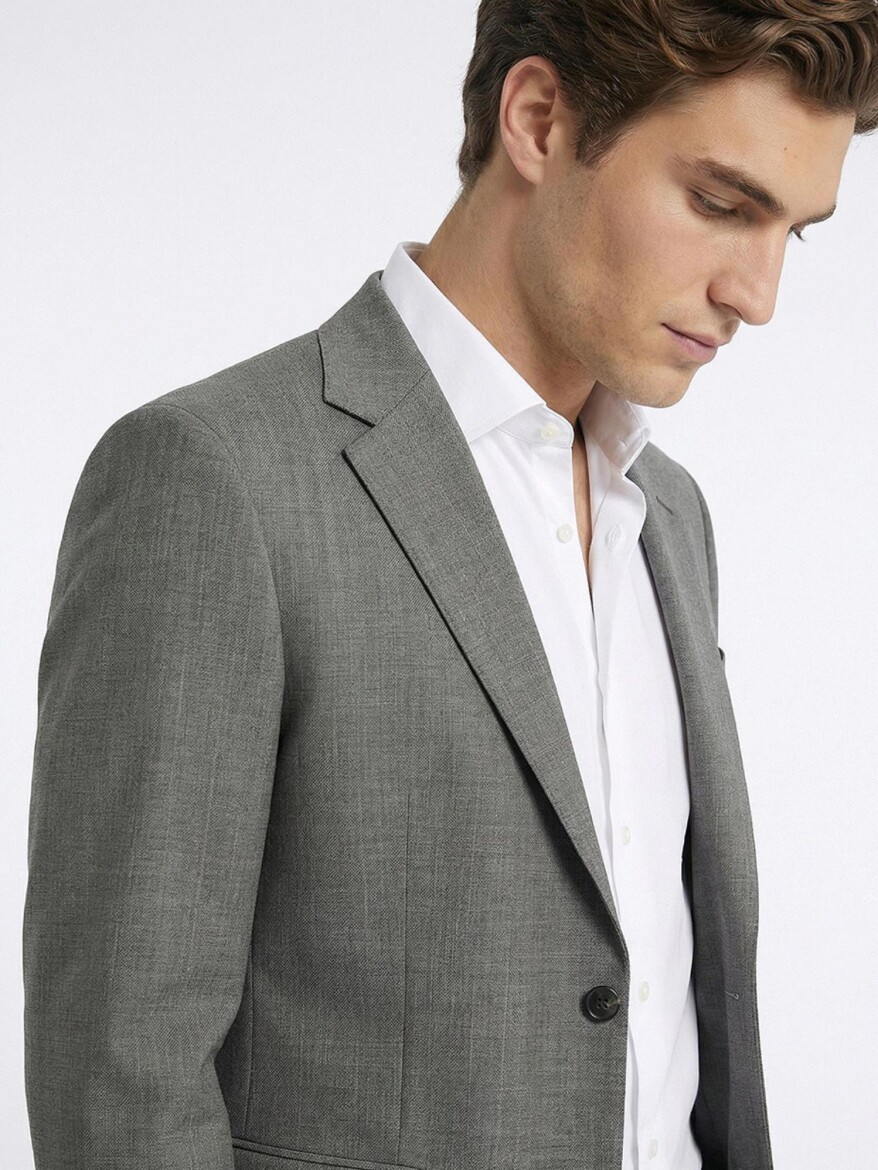 Light Brown Modern Fit Wool Blended Suit - 3