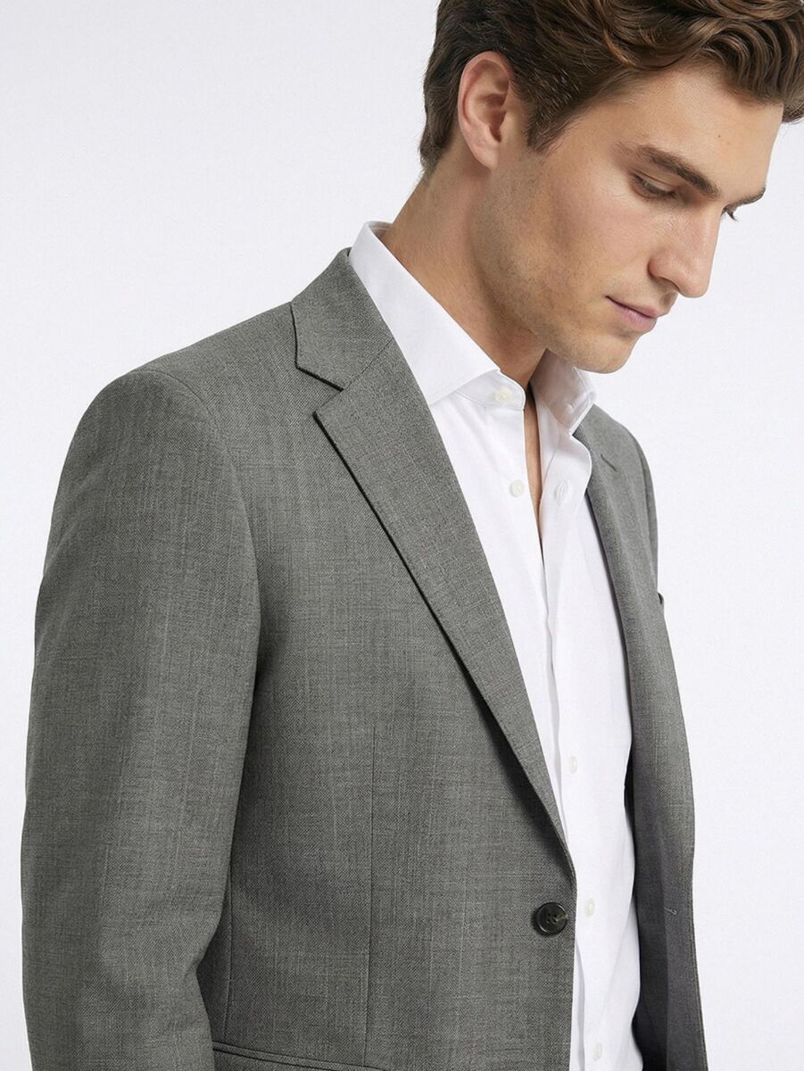 Light Brown Modern Fit Wool Blended Suit - 3