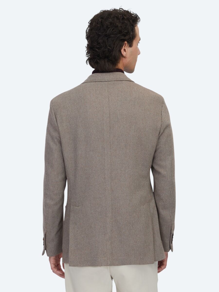 Light Brown Patterned Modern Fit Wool Blended Jacket - 5