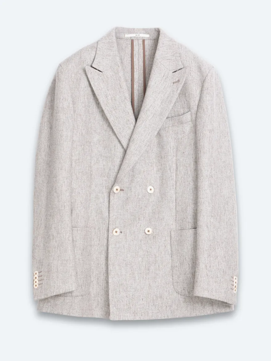Light Brown Patterned Modern Fit Wool Blended Jacket - 6