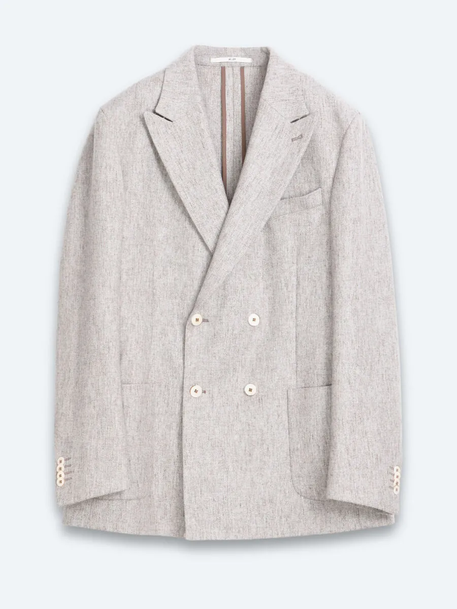 Light Brown Patterned Modern Fit Wool Blended Jacket - 6