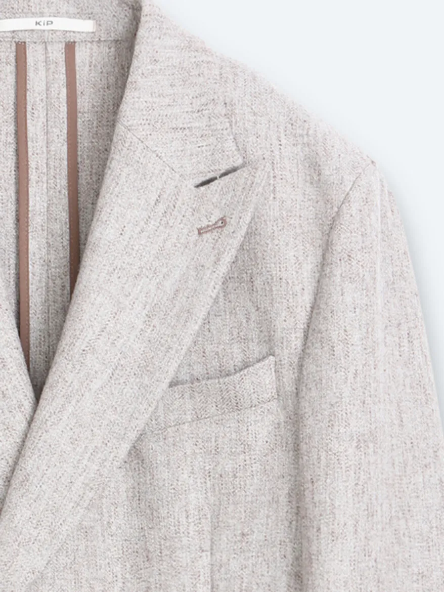 Light Brown Patterned Modern Fit Wool Blended Jacket - 7