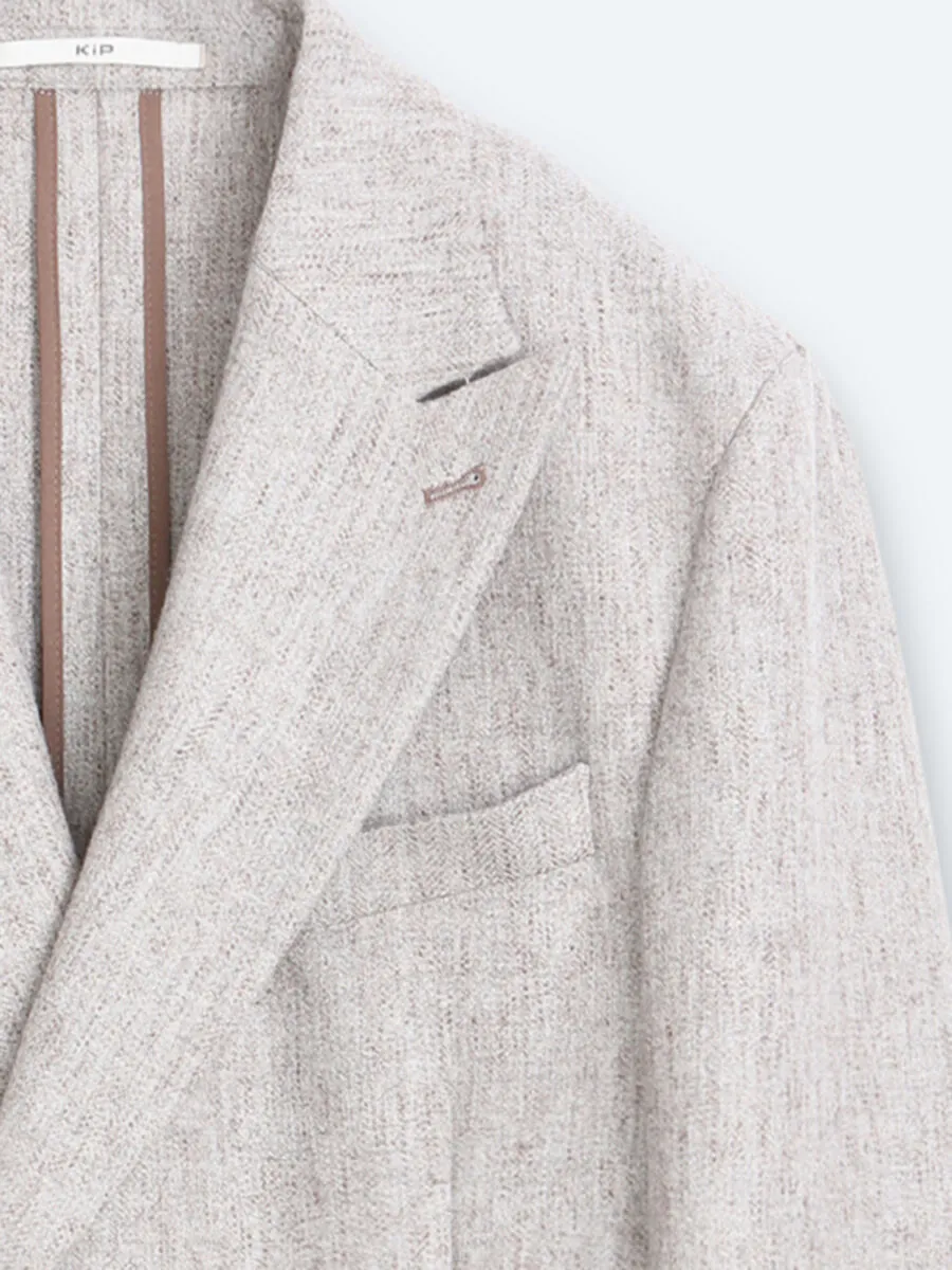 Light Brown Patterned Modern Fit Wool Blended Jacket - 7