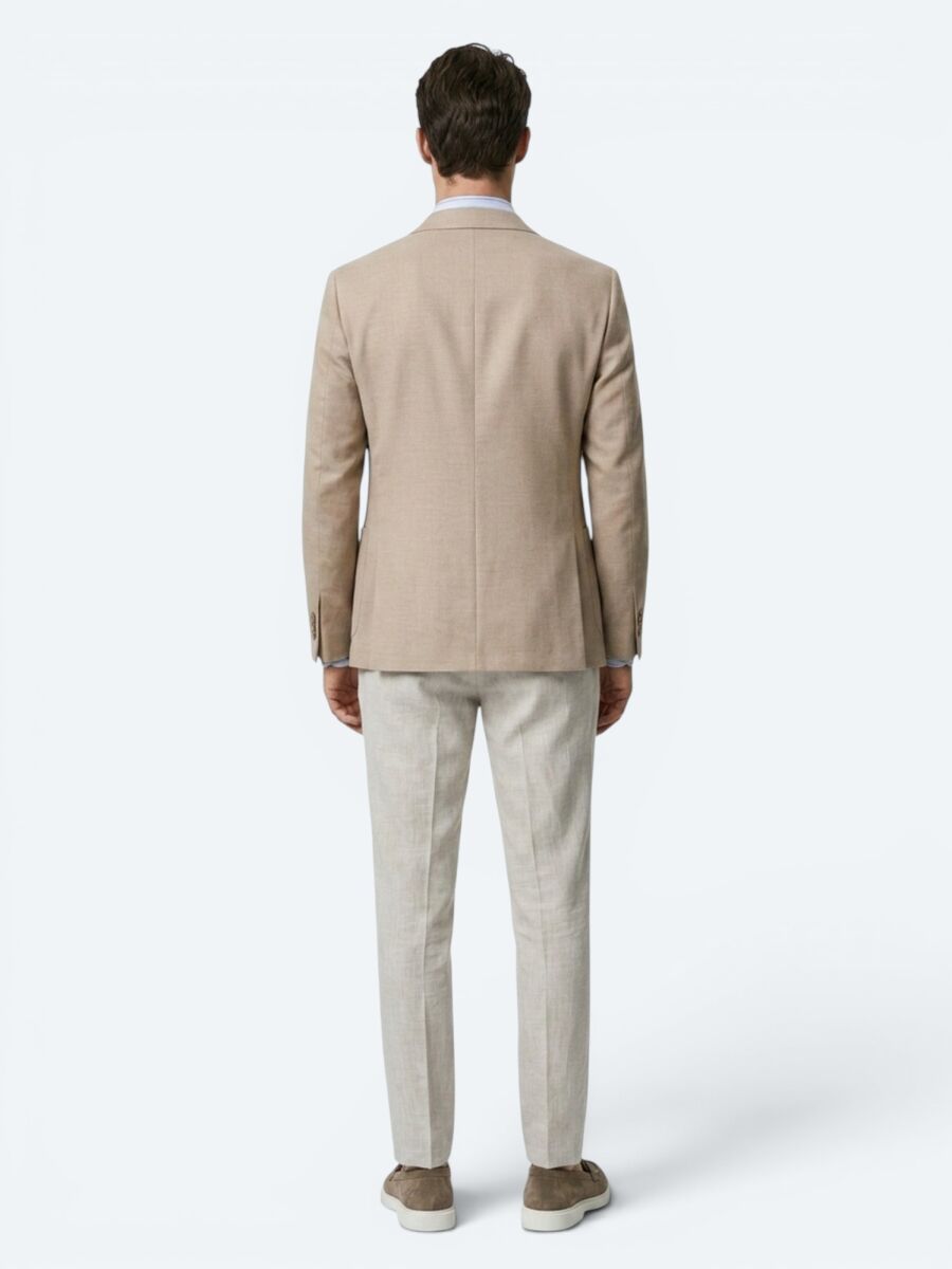 Light Brown Plain Modern Fit Cotton Blended Jacket - 6