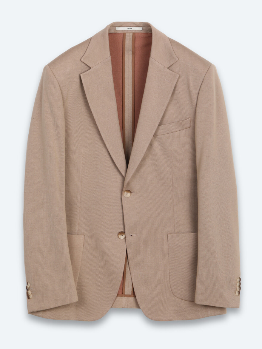 Light Brown Plain Modern Fit Cotton Blended Jacket - 7