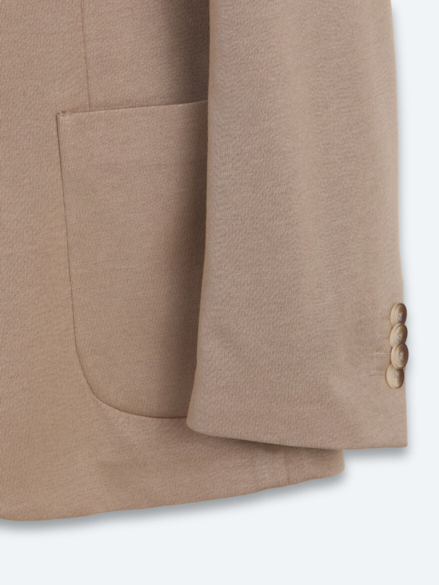 Light Brown Plain Modern Fit Cotton Blended Jacket - 9