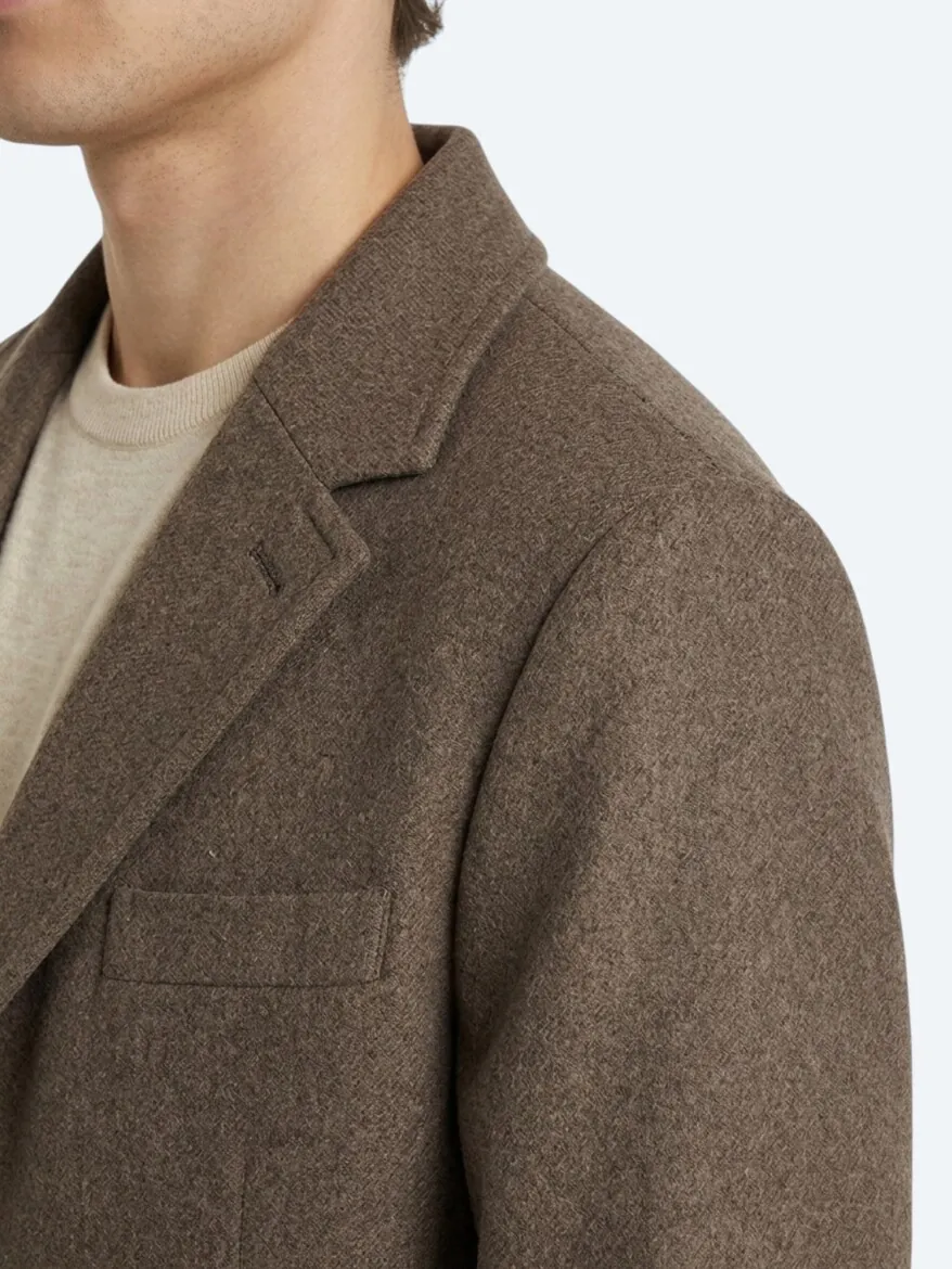 Light Brown Regular Fit Butterfly Collar Classical Weaving Overcoat - 3